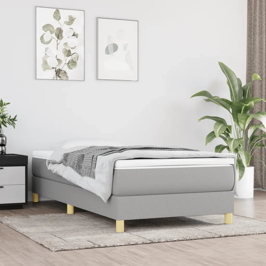 Letto singolo | Letto per adulti | Giroletto a Molle con Materasso Grigio Chiaro 90x200 cm Tessuto