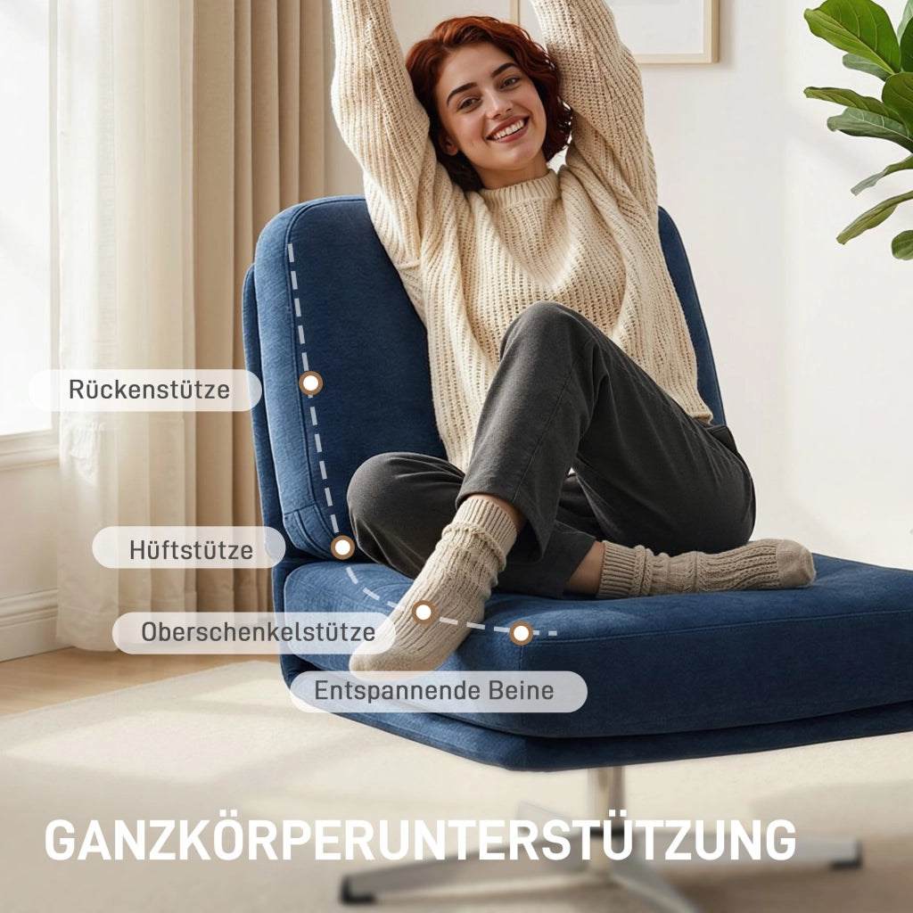 Poltrona girevole in tessuto chenille ¨C Xylo ¨C blu scuro con cuscino