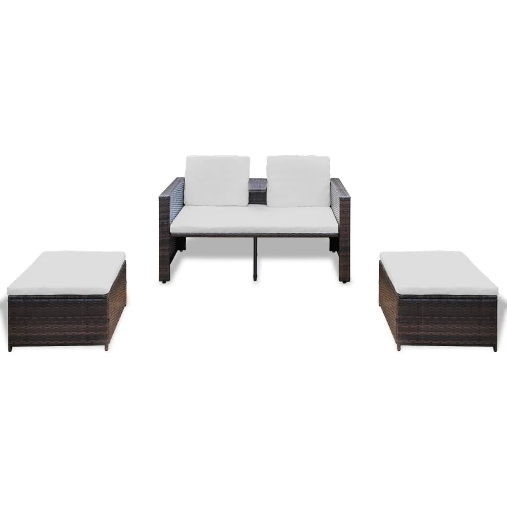 Set di mobili da giardino mobili da esterno 4 pezzi con cuscini resina intrecciata marrone 02_0016187