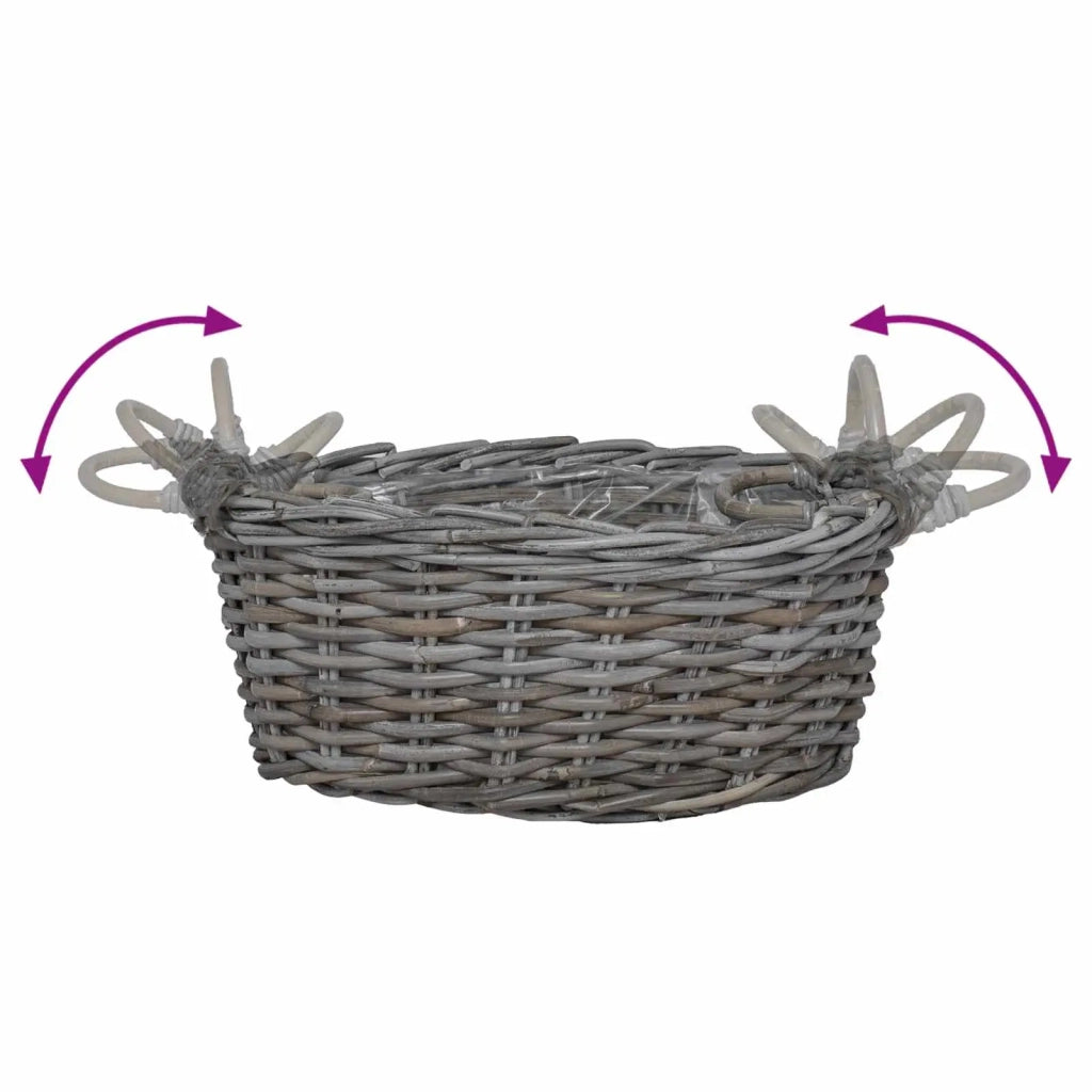 Cesto per Piante con archiviazione 2 pcs Grigio Rattan Lacak