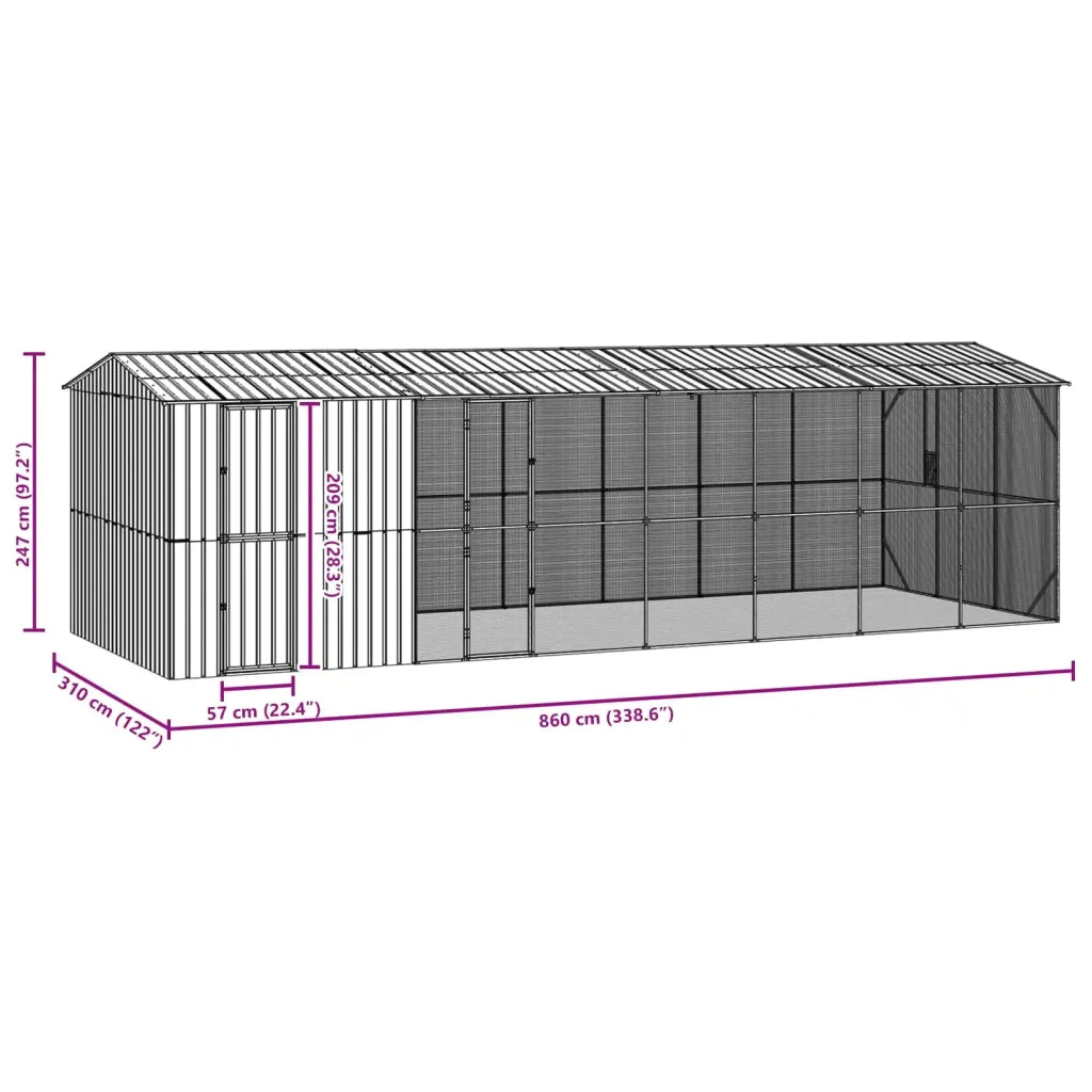 Gabbia per uccelli Antracite 860 x 310 x 247 cm Acciaio zincato 3325164
