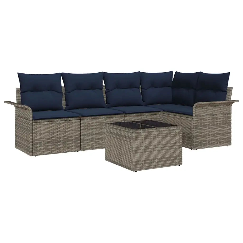 Set Divano da Giardino 6 pcs Grigio polyrattan