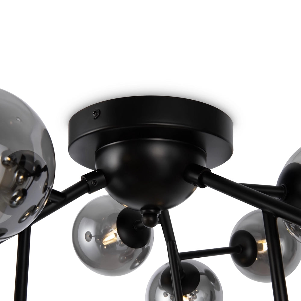 Plafoniera Maytoni Dallas nera 12 sfere vetro Ø60cm