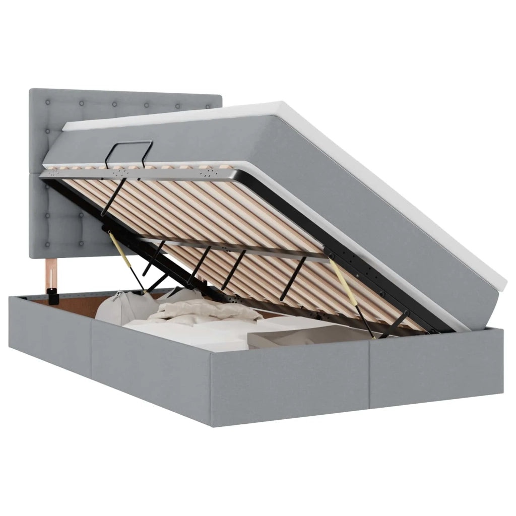 Letto con contenitore LED e materasso Grigio Chiaro