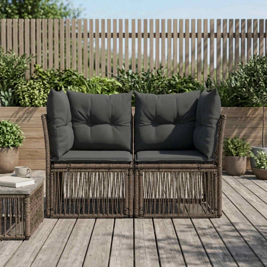 Divano da giardino 2-Numero di posti Grigio polyrattan 42026696