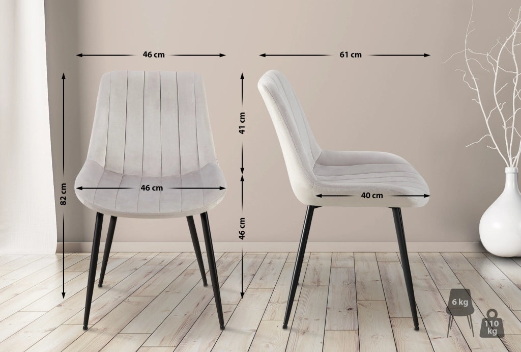 Sedia Rahden in velluto grigio chiaro