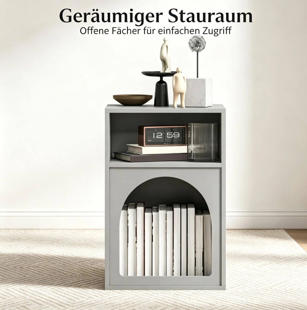 Set di 2 comodini ULEVR 40x30x60 cm con 2 vani aperti, in MDF grigio