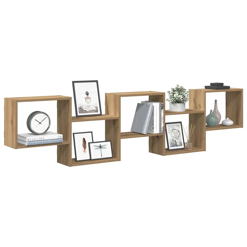 vidaXL Scaffale Cubo Parete 5 Scomparti Truciolato Rovere Artigianale