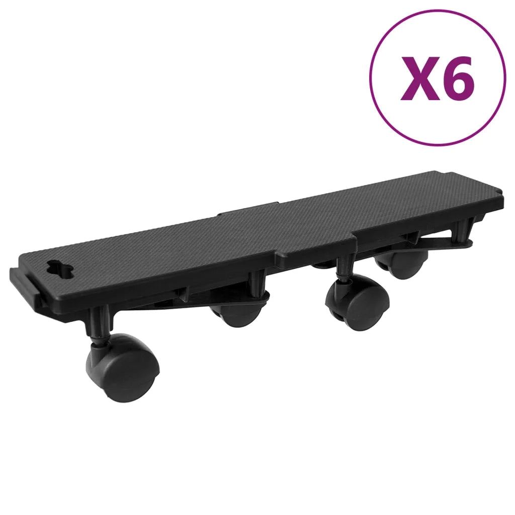 Carrelli per Traslochi con 4 Ruote 6pz Neri Polipropilene 170kgcod mxl 76413