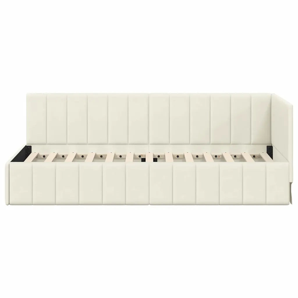 Cornice del letto ad angolo Crema 80 cm x 200 cm Velluto