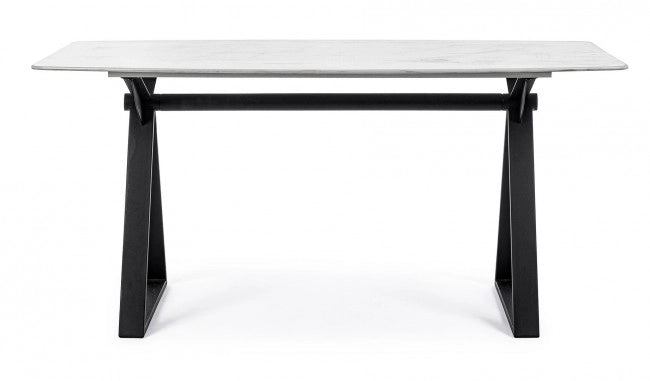 Tavolo Vetro Nero Moderno da Interno 160x90 cm - LUNA