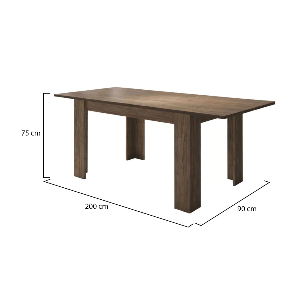 Marene, Tavolo Allungabile Allungabile, 200x90x75h cm Marrone Rovere