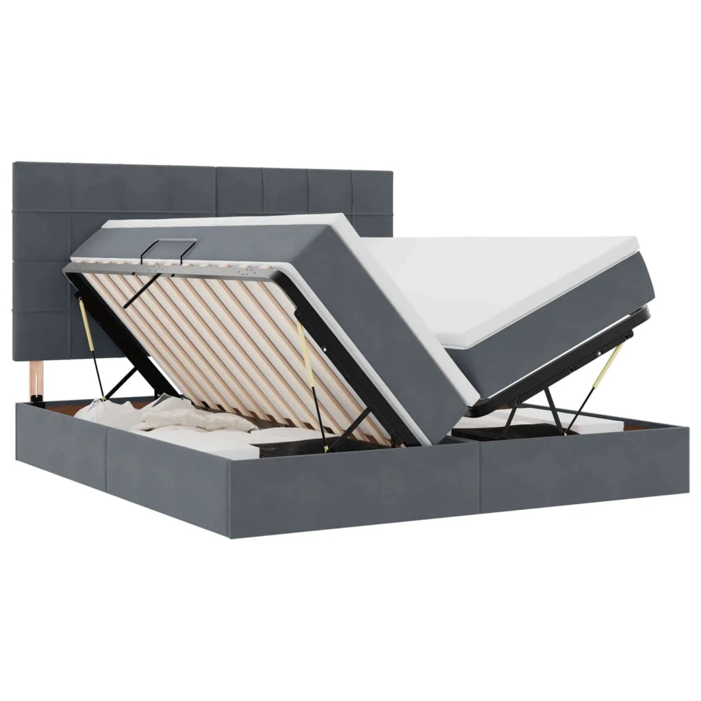 Letto con Contenitore Grigio scuro 180 x 200 cm Velluto