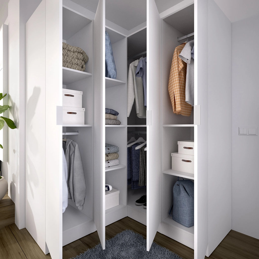 Armadio Camera da Letto Woodbury, Guardaroba Grande 8 Ripiani, 131x184h cm Bianco