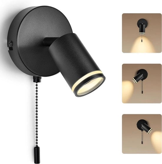 Lampada da Parete con Cavo - Lampada da Parete con Fiammifero per Interno - con Interruttore Dimmerabile - Industriale e Vintage - Lampada da Notte da Letto