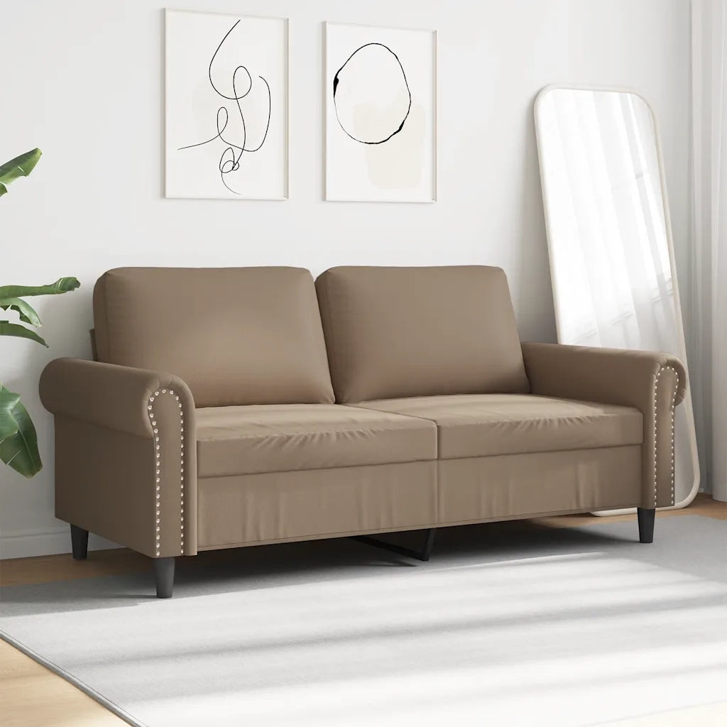 Divano a 2 Posti-Sofa 2 Posti Cappuccino 140 cm in Similpelle 399116