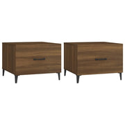 2 pz Tavolini salotto | Tavolino da caff¨¨ | Tavolino da Soggiorno Gambe in Metallo Rovere Marrone 50x50x40cm
