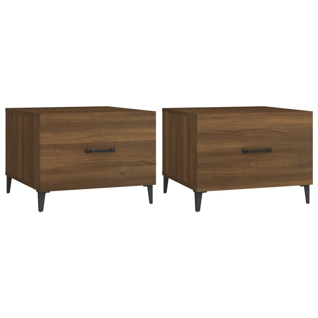 2 pz Tavolini salotto | Tavolino da caff¨¨ | Tavolino da Soggiorno Gambe in Metallo Rovere Marrone 50x50x40cm