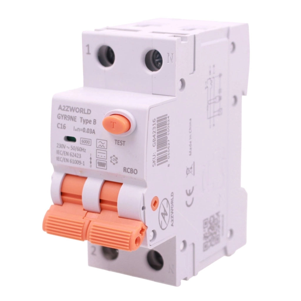 RCBO Interruttore Magnetotermico Differenziale Tipo B Curva C 1P+N 2M 6000A 30mA AC 230V IP20 Disponibili 16A 20A 25A 32A 40A (C16A)