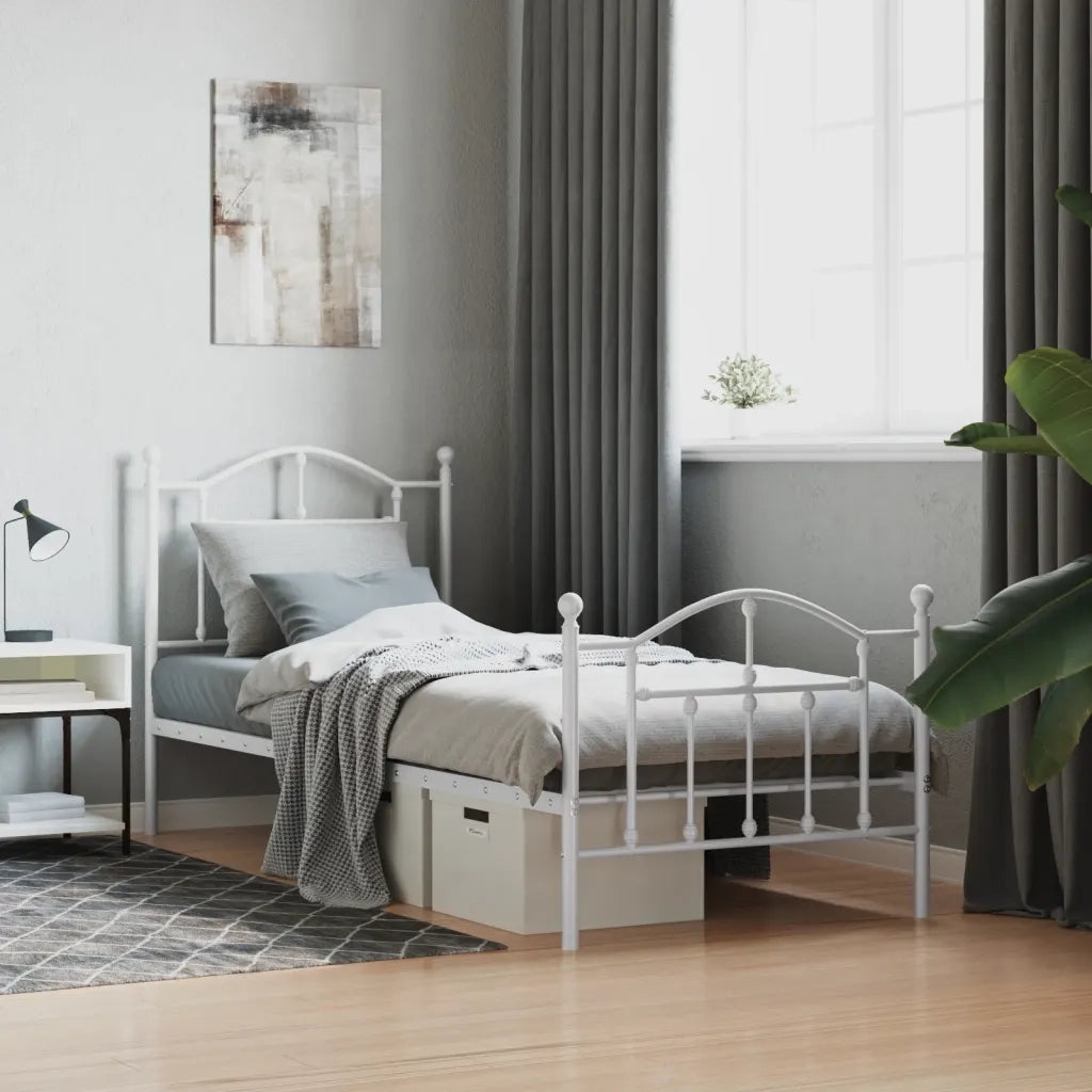 Giroletto con Testiera e Pediera-Struttura Letto Metallo Bianco 80x200 cm 719118