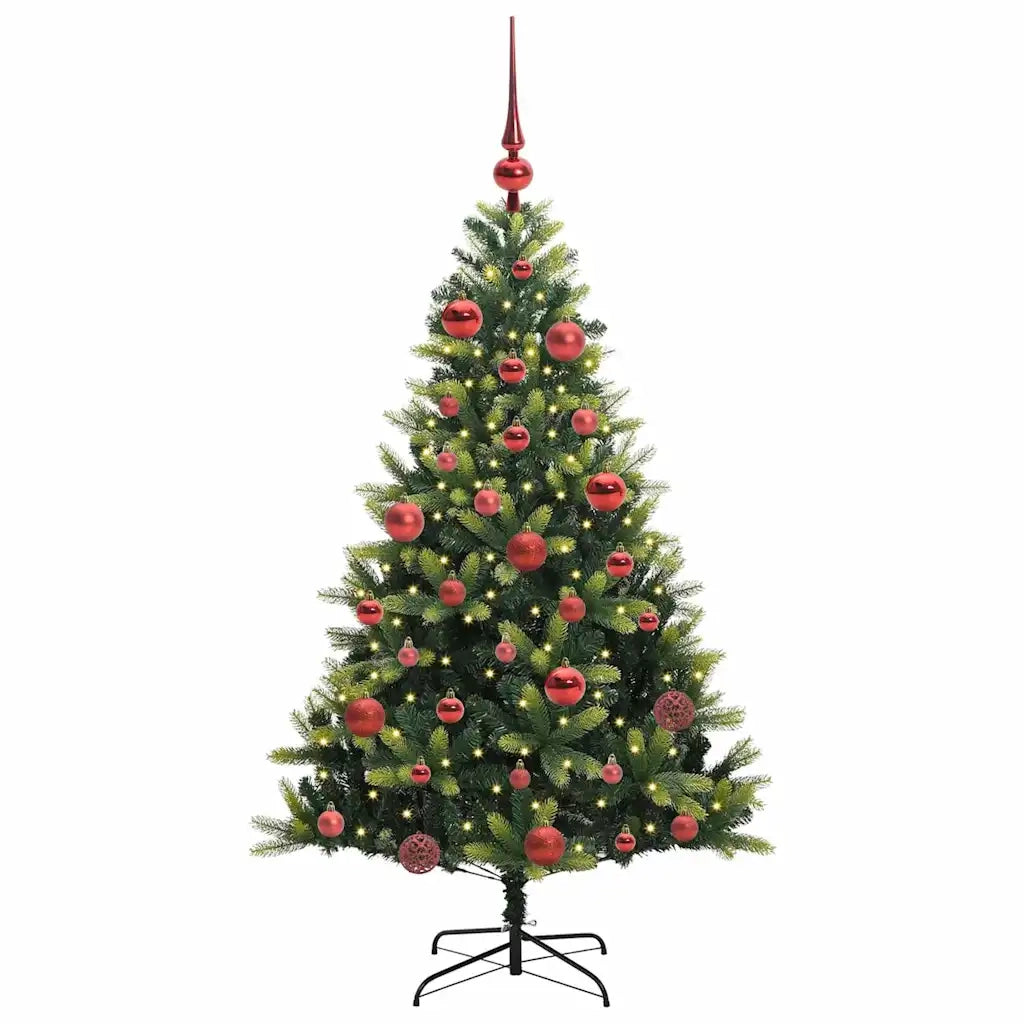 Albero di Natale | Decorazioni natalizie Artificiale Pieghevole 150 LED Verde 150 cm