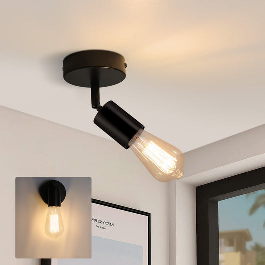 ZMH Faretto da soffitto LED neri 1 fiamma E27 vintage
