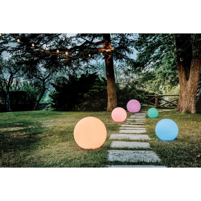 Lampada sfera di design Ø70 in polimero luce verde per interno ed esterno - Made in Italy - Monacis