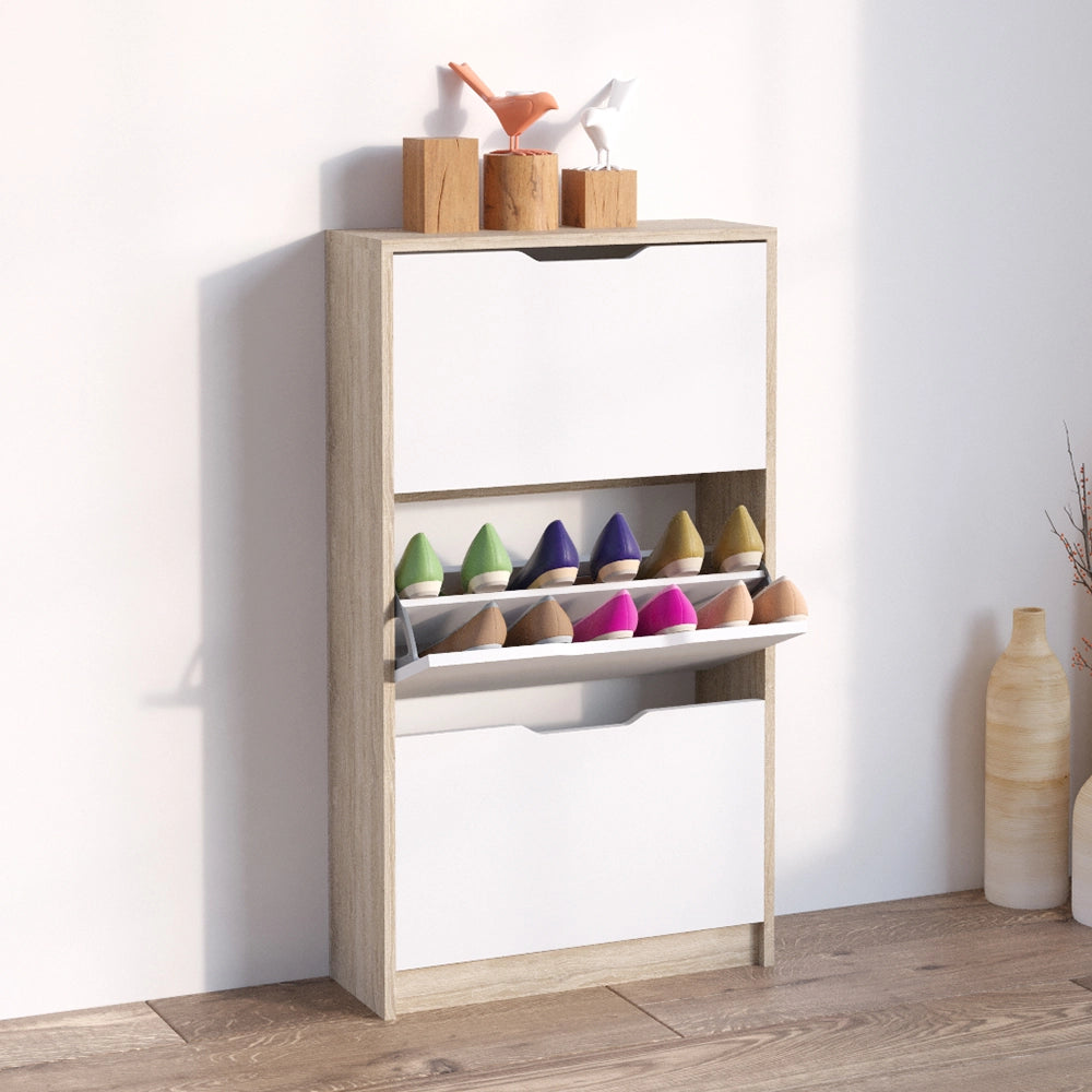 Vicco Scarpiera da ingresso Bianco/Sonoma 59 x 105 cm 3 scomparti