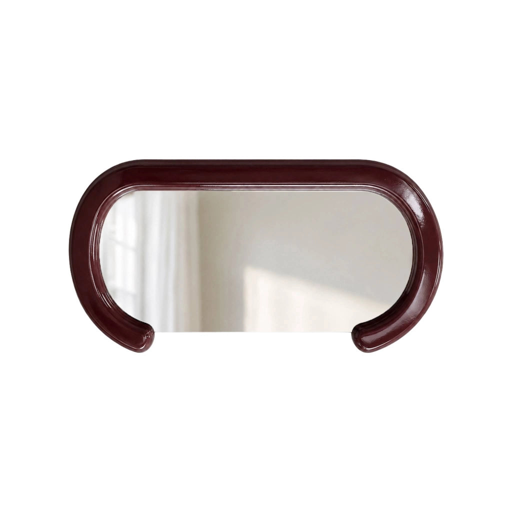 Specchio ovale decorativo in legno, 91cm, bordeaux