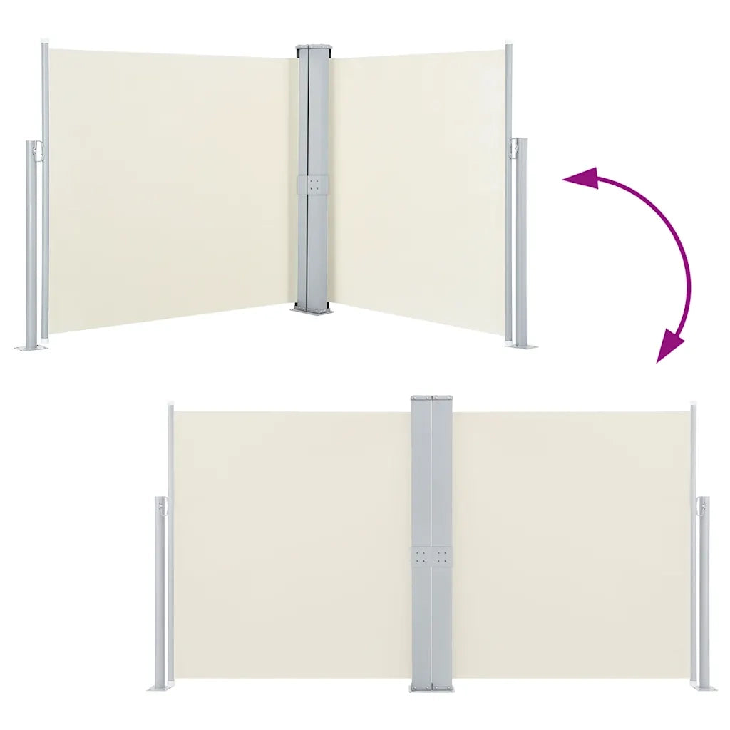 Tenda da Sole Due Lati Retrattile per Patio-Tenda parasole per balcone 170x600 cm Crema