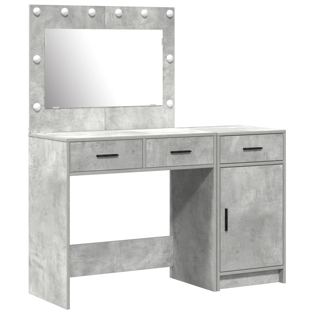 Set da Toeletta a 2 Pezzi con LED Grigio Cemento in Legno Ingegnerizzato