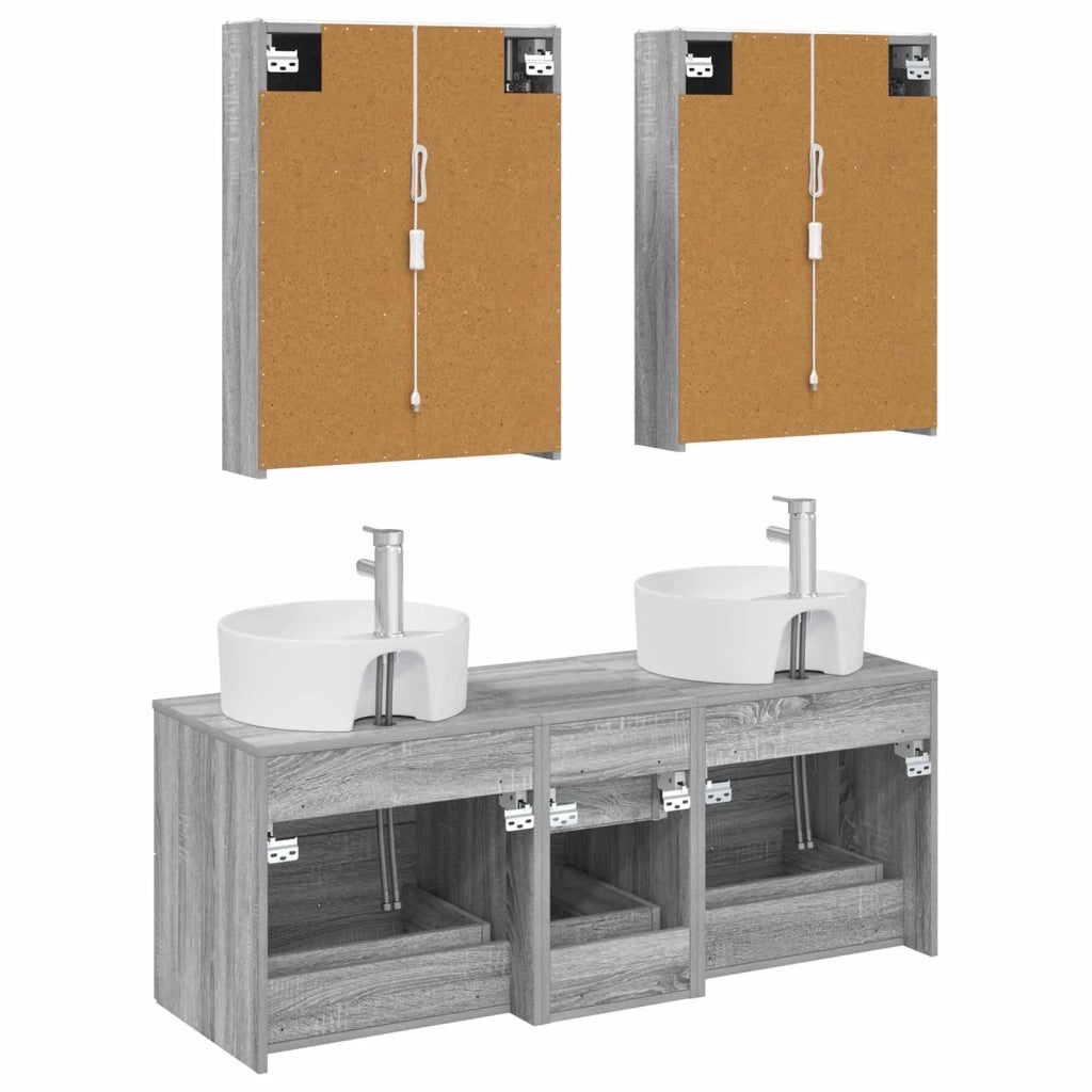 Set di mobili per il bagno 5 pcs Sonoma grigio 3406932