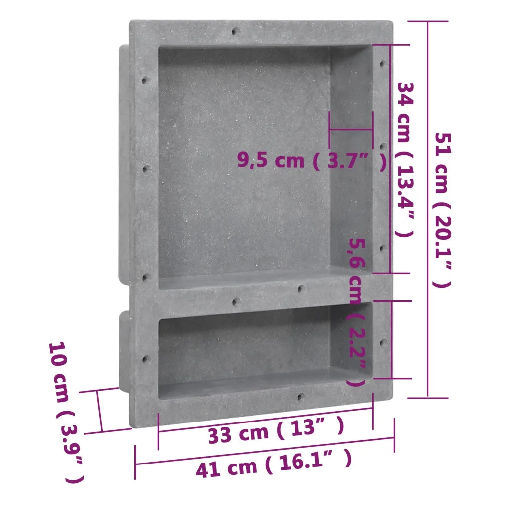 Nicchia da Doccia con 2 Scomparti Grigio Opaco 41x51x10 cm 151395