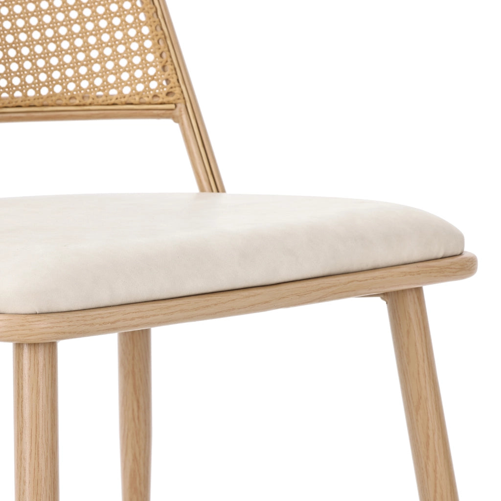 Set di 2 sedie da pranzo beige in rattan con seduta in PU