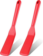 Set di spatole per crêpe a doppia faccia, silicone, sottili, svelte, pieghevoli, lunghe, resistenti al calore, con superficie antiaderente, spatole per pannocotte per uova, pizza, pannocotte, bistecca, omelette (rosso)