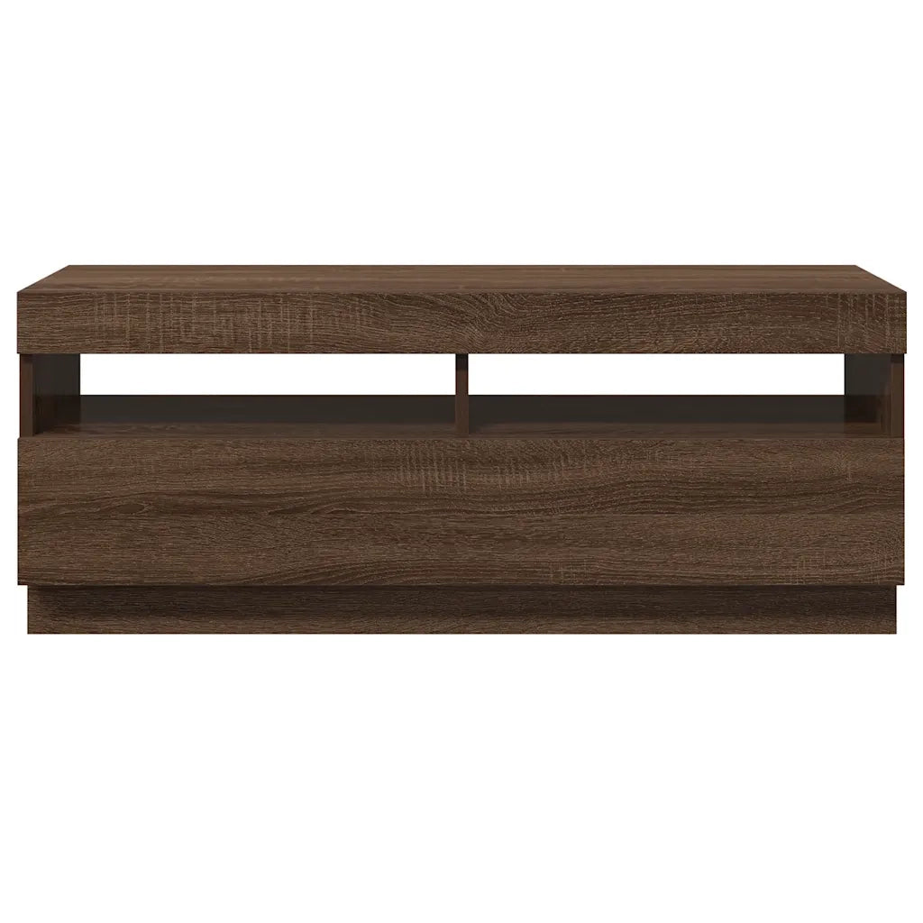 Mobile Porta TV con Luci LED Rovere Marrone 100x35x40 cm
