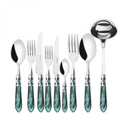 ALADDIN Ghiera Cromata, Posate Set 75 pz, Scatola in Legno Wengè,