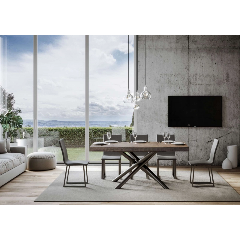 Tavolo allungabile 90x160/264 cm Famas telaio Antracite - Noce