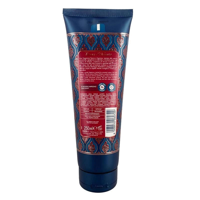 TESORI D'ORIENTE PER UOMO DOCCIA SHAMPOO AROMATICO FRAGRANZA LEGNO DI EBANO E GINSENG 250ML