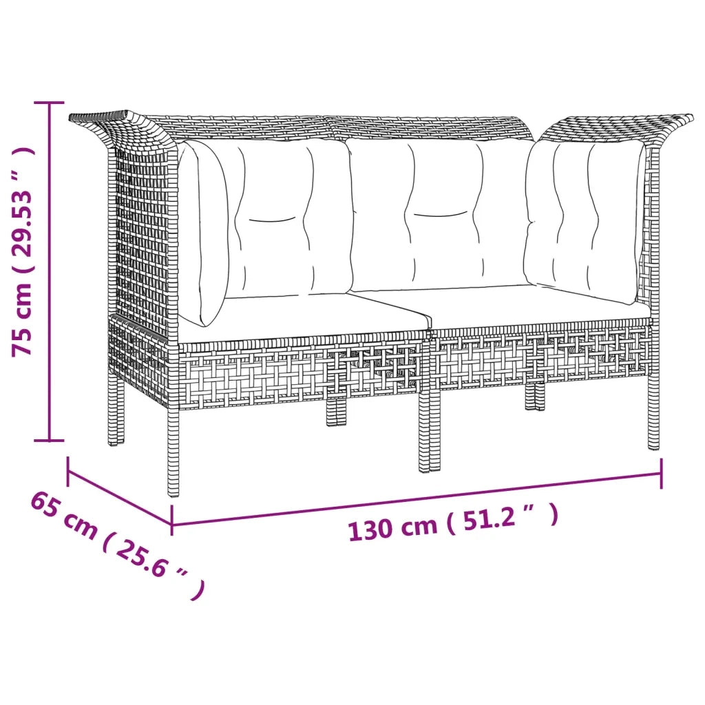 Divani Angolari da Giardino con Cuscini-Sofa da giardino 2pz Polyrattan Grigio