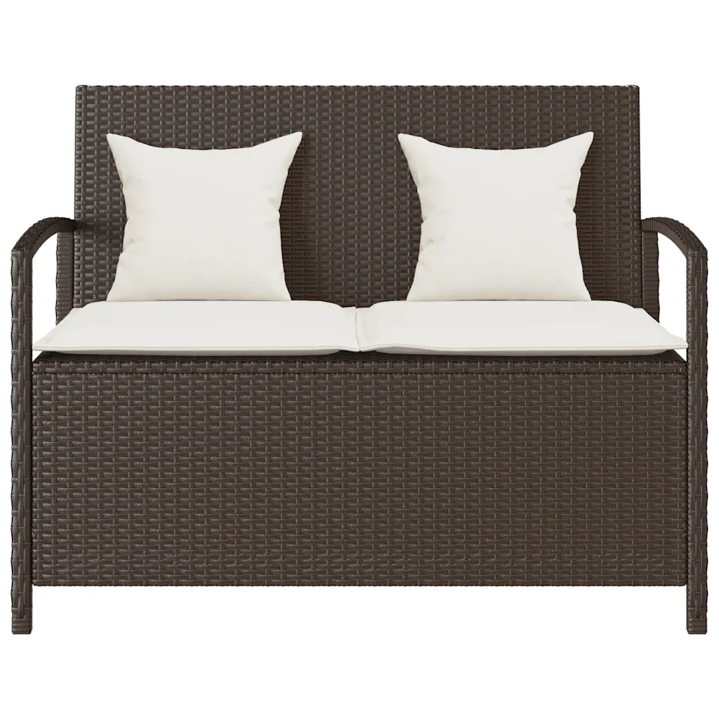 Panca Portaoggetti da Giardino con Cuscino Marrone Polyrattan 4104212
