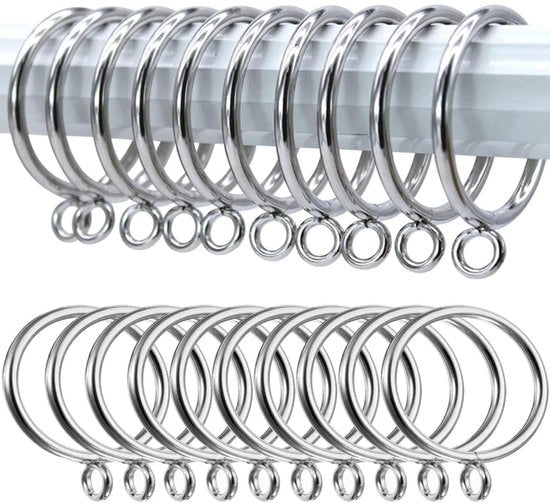 Accessori per tende - 24 pezzi - Anelli metallici - 55 mm di diametro interno - Finitura argentata - Duraturo - Estetica elegante - Accessori per tende
