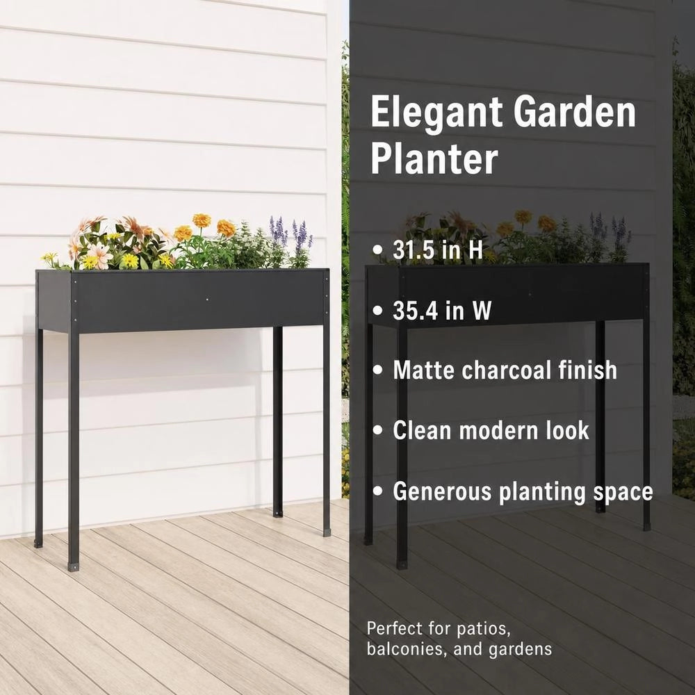 Anthracite Planter 100.5x40.5x90 Cm Galvanized Steel