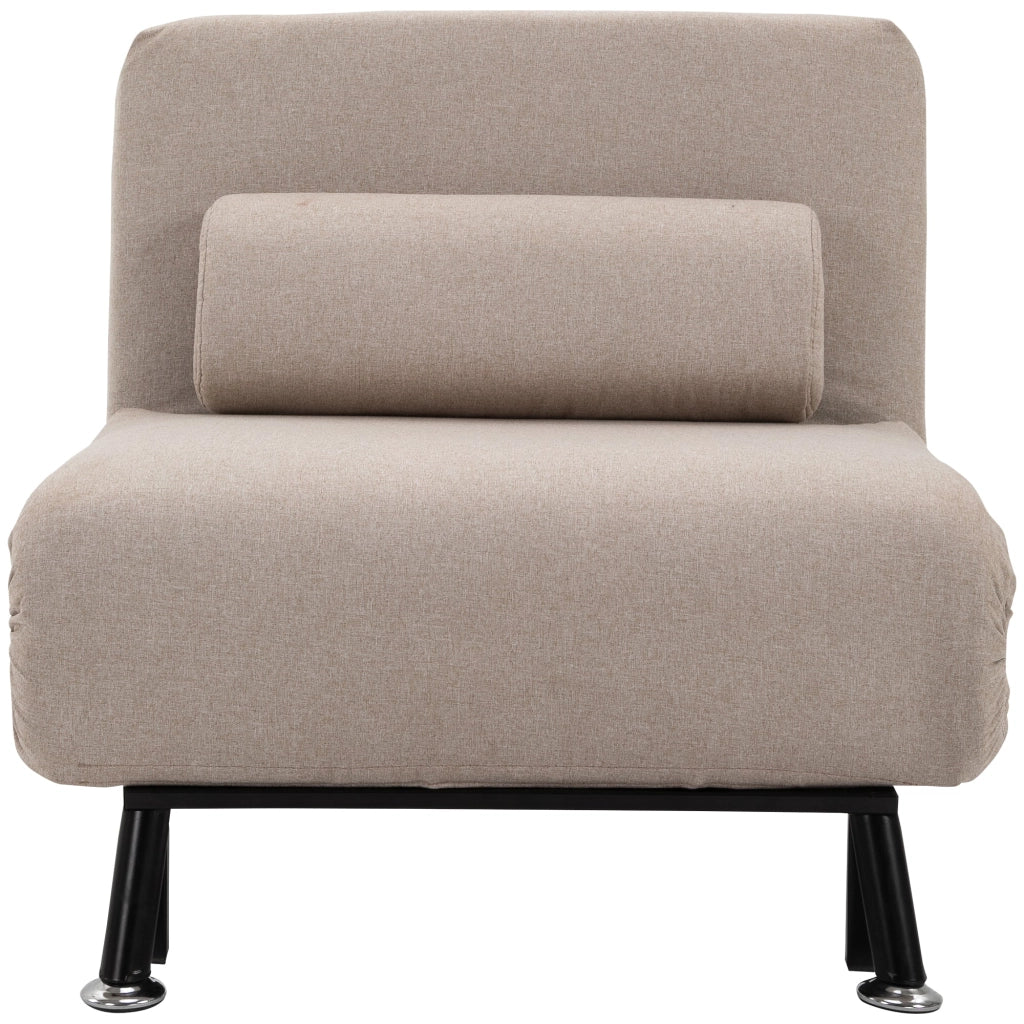 Poltrona Letto Singolo Trasformabile 75x70x75 cm in Tessuto  Beige