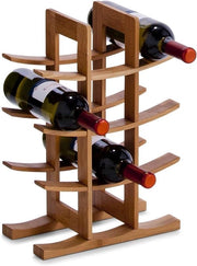 Scaffale per Vino in Bambù - Dimensioni 29 x 16 x 42 cm - Per 12 Bottiglie - Scaffale in Legno Stante - Scaffale da Parete - Legno di Bambù