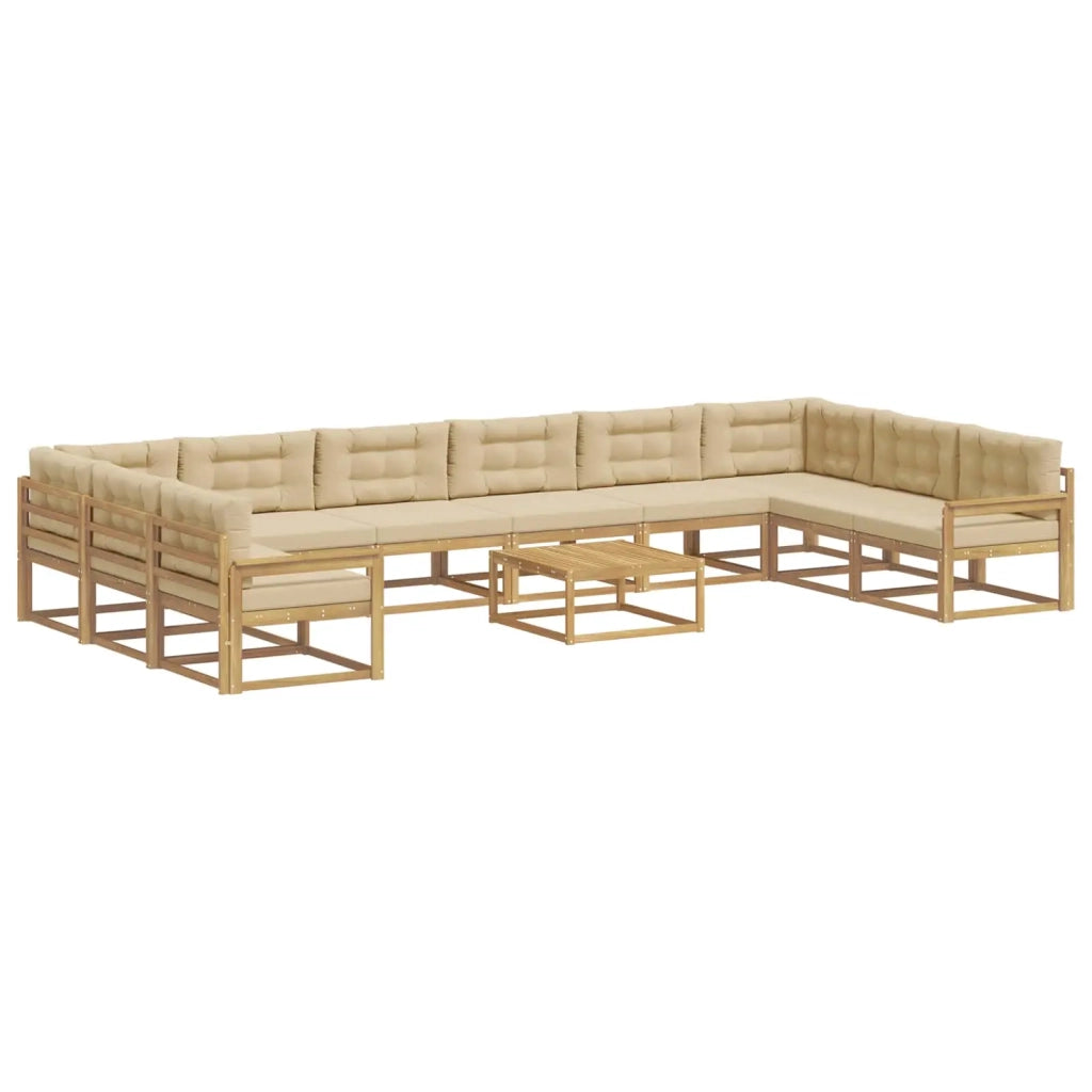 Set di divani da esterno 11 pz Bianco e Beige 3387132