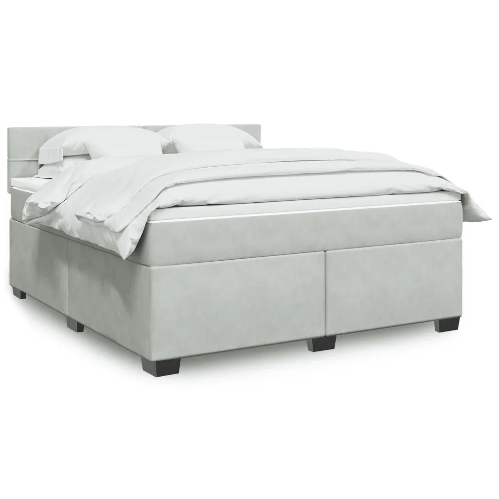 Giroletto a Molle con Materasso Grigio Chiaro 180x200cm Velluto