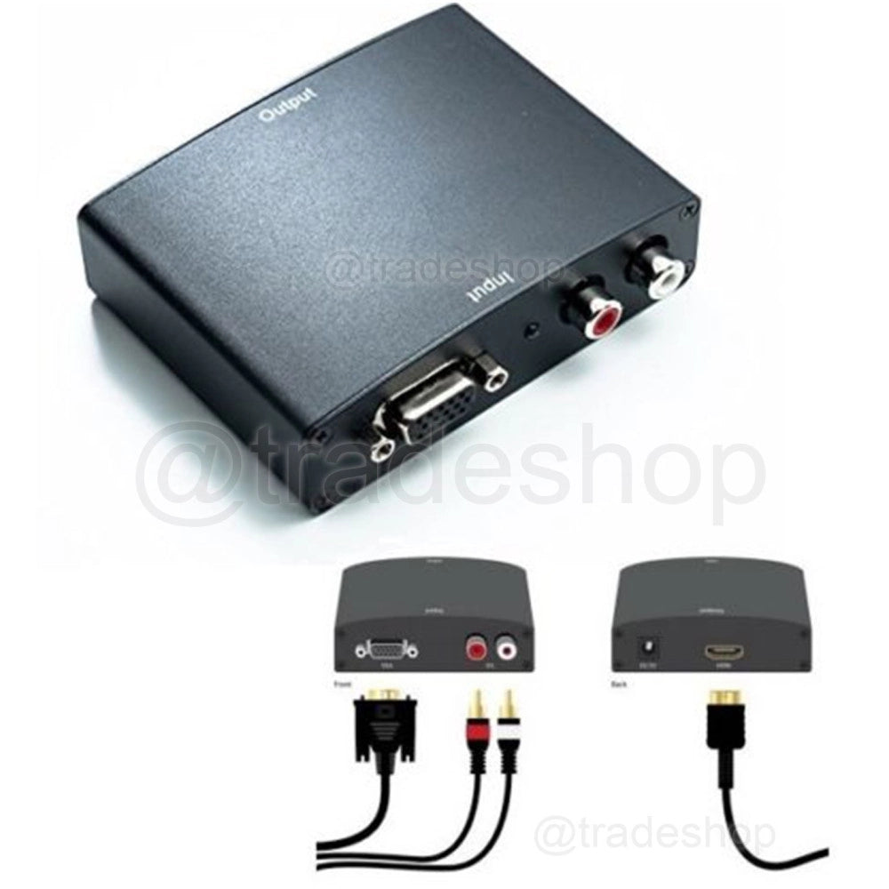 Trade Shop - Video Converter Convertitore Da Analogico Vga + Audio R/l A Hdmi Tv Monitor Pc -