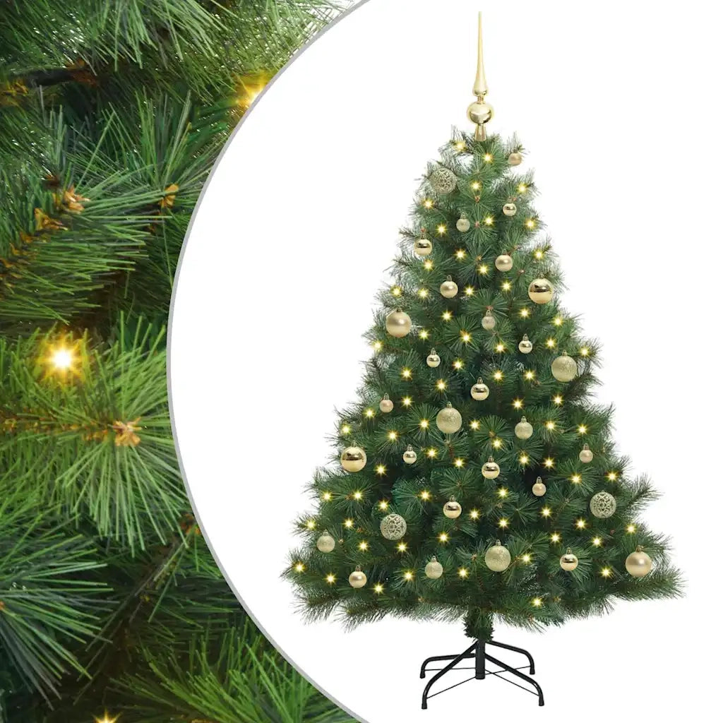 Albero di Natale Artificiale-Albero Natalizio con 150 LED Verde 150 cm PE e PVC 270022