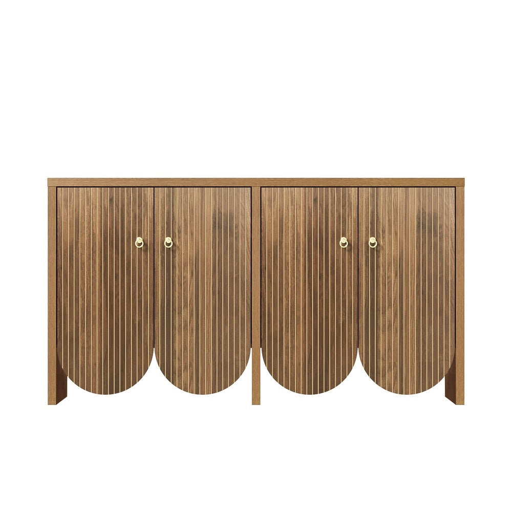 Credenza Legno Noce ¨C MINIMAL ¨C 4 Ante, Ripiani Regolabili, 147x40x80 cm